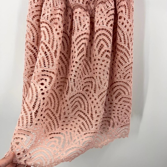 Trac Light Pink Lace Off Shoulder Sweetheart Neckline Mini Dress Layered Small - Picture 6 of 7